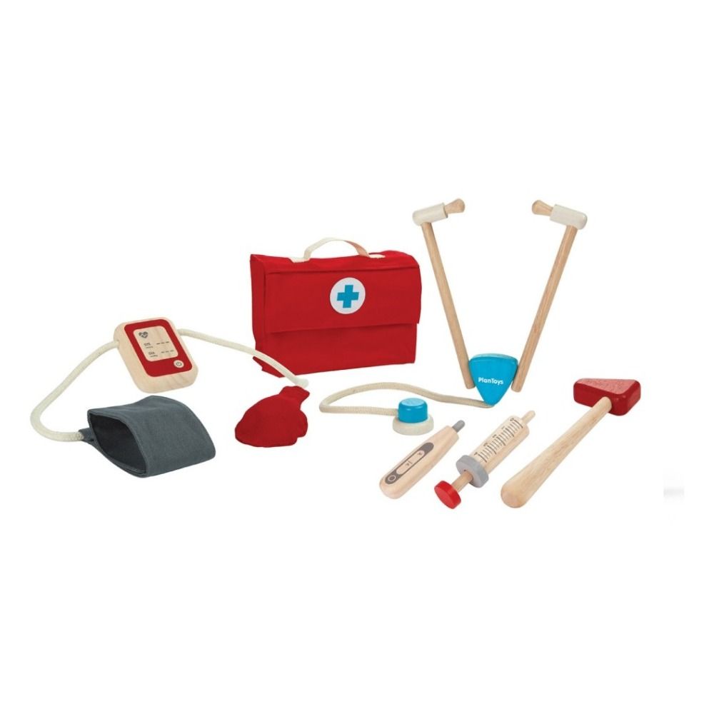 Plan Toys - Valise de docteur et ses accessoires en bois - Multicolore
