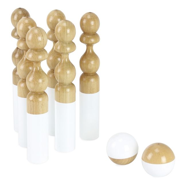 So Chic Lacquered Wood Bowling Game - 6 Pieces 