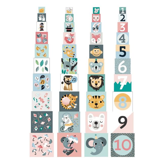 Cubes gigognes en carton les animaux par Michelle Carlslund - Set de 10