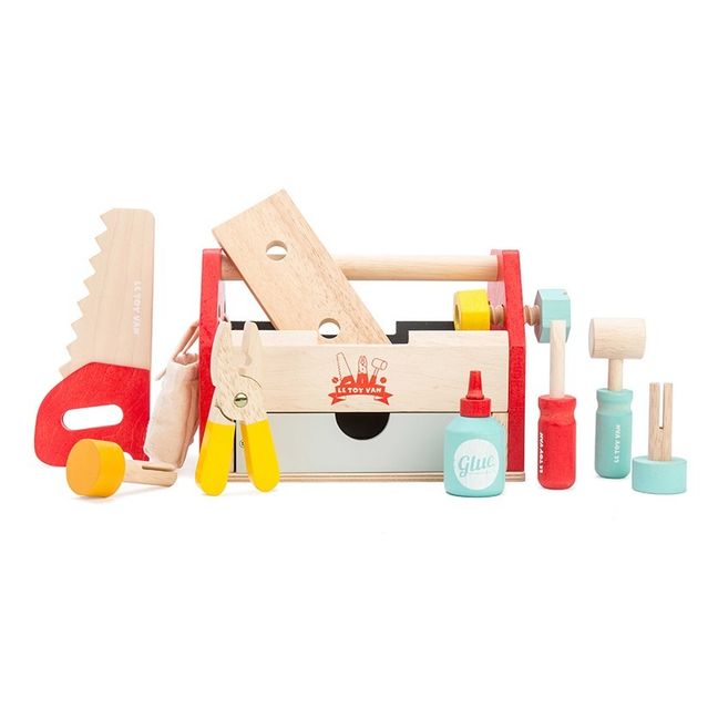 Boîte à outils en bois et ses 11 accessoires