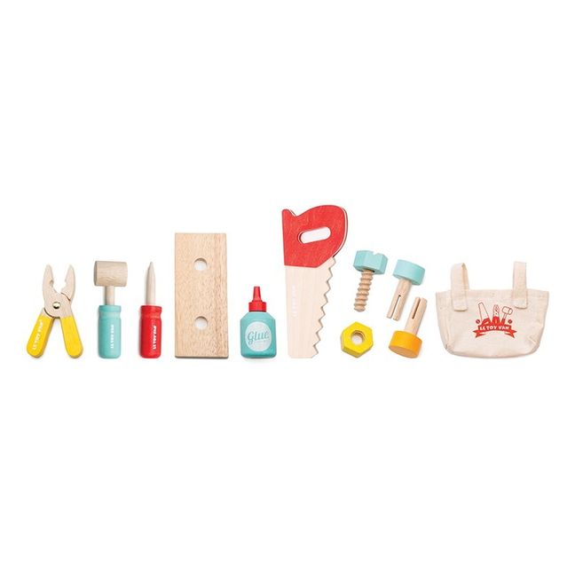 Boîte à outils en bois et ses 11 accessoires