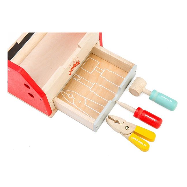 Boîte à outils en bois et ses 11 accessoires