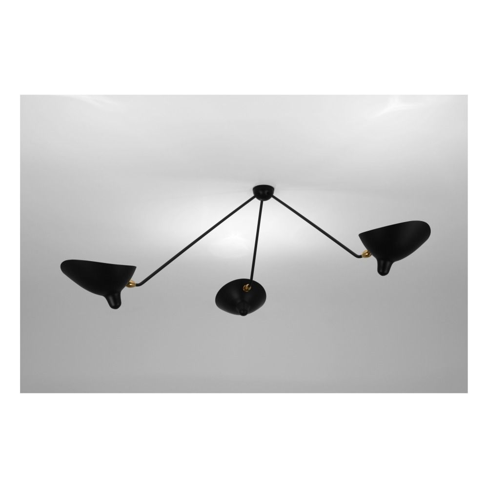 3 Still Arms Spider Ceiling Lamp, 1955 Black- Product image n°1