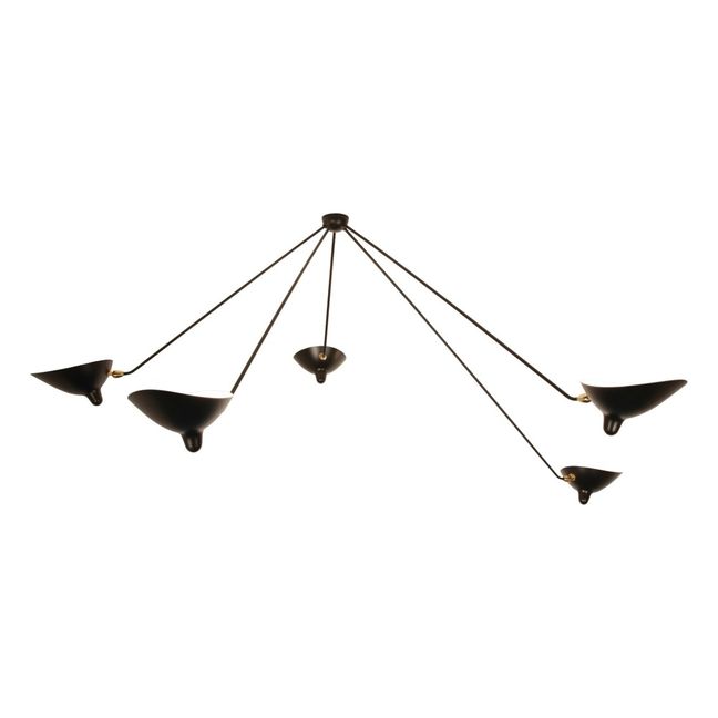 Lámpara de techo Araña 5 brazos fijos, 1953 Negro