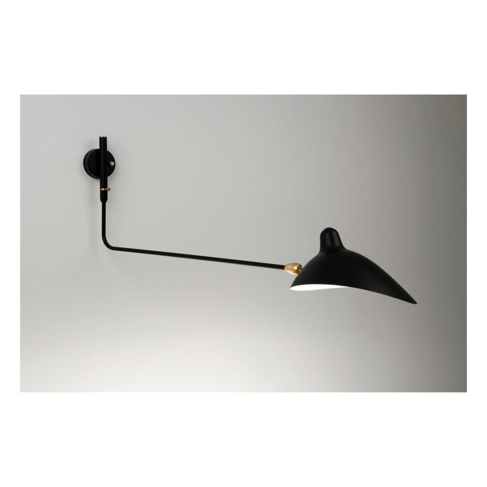 Wall Lamp with Straight Rotating Arm, 1954 Black- Product image n°1