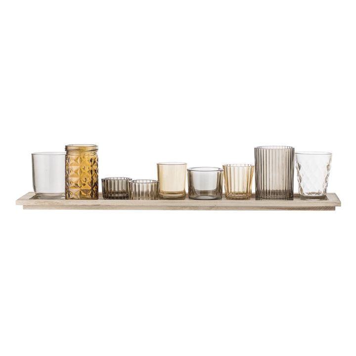 Rectangular plate and candle holders - Set of 9 - Product image n°0