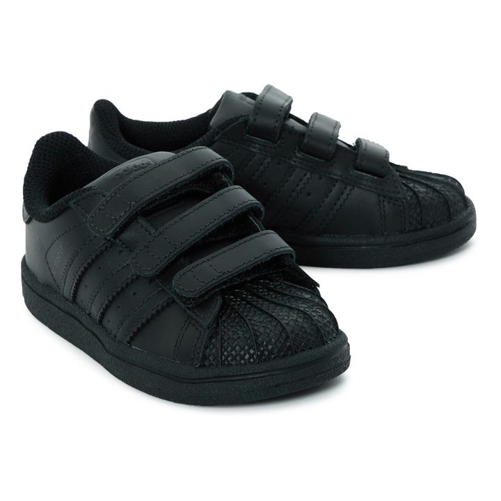 error Oferta de trabajo impulso Adidas - Zapatillas Velcro Cuero Liso Superstar - Negro | Smallable