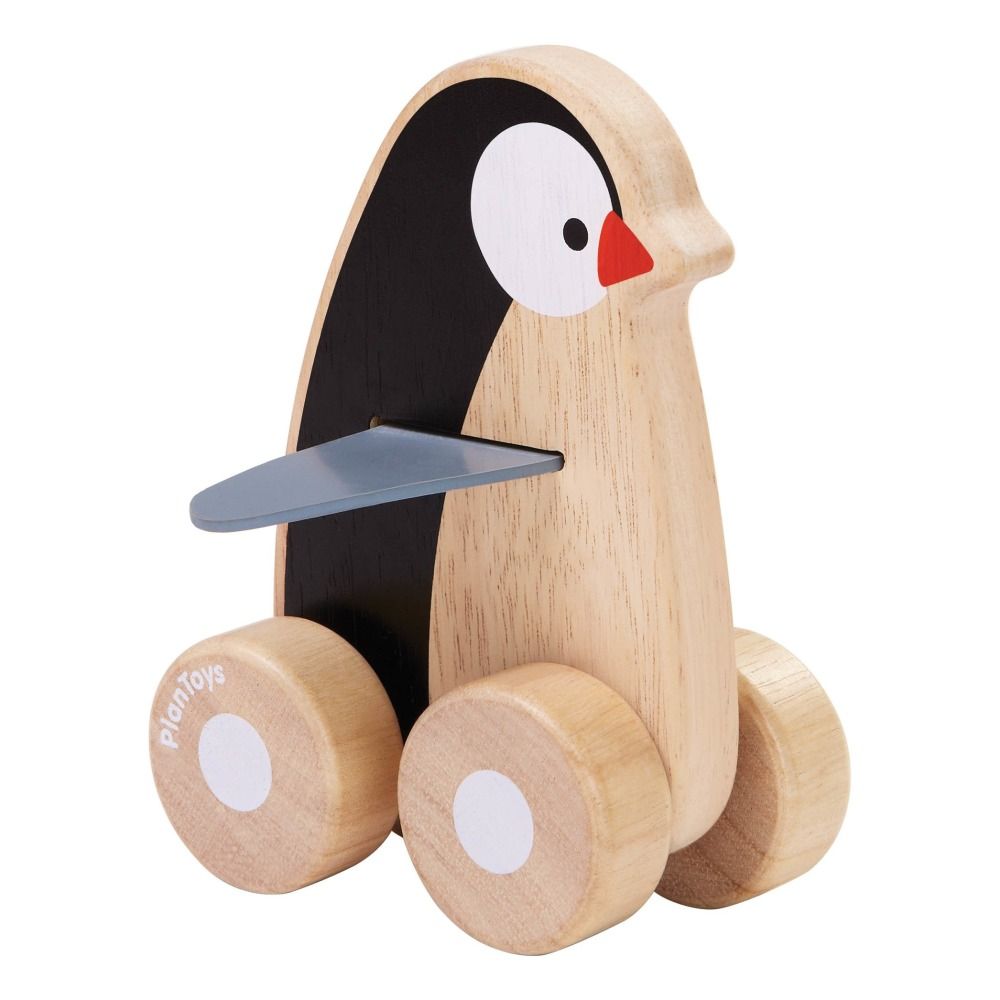 Plan Toys - Pingouin en bois à roulettes - Naturel