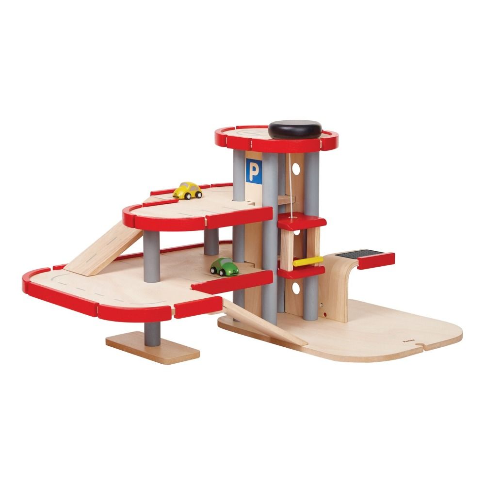 Plan Toys - Mon nouveau grand garage en bois - Rouge