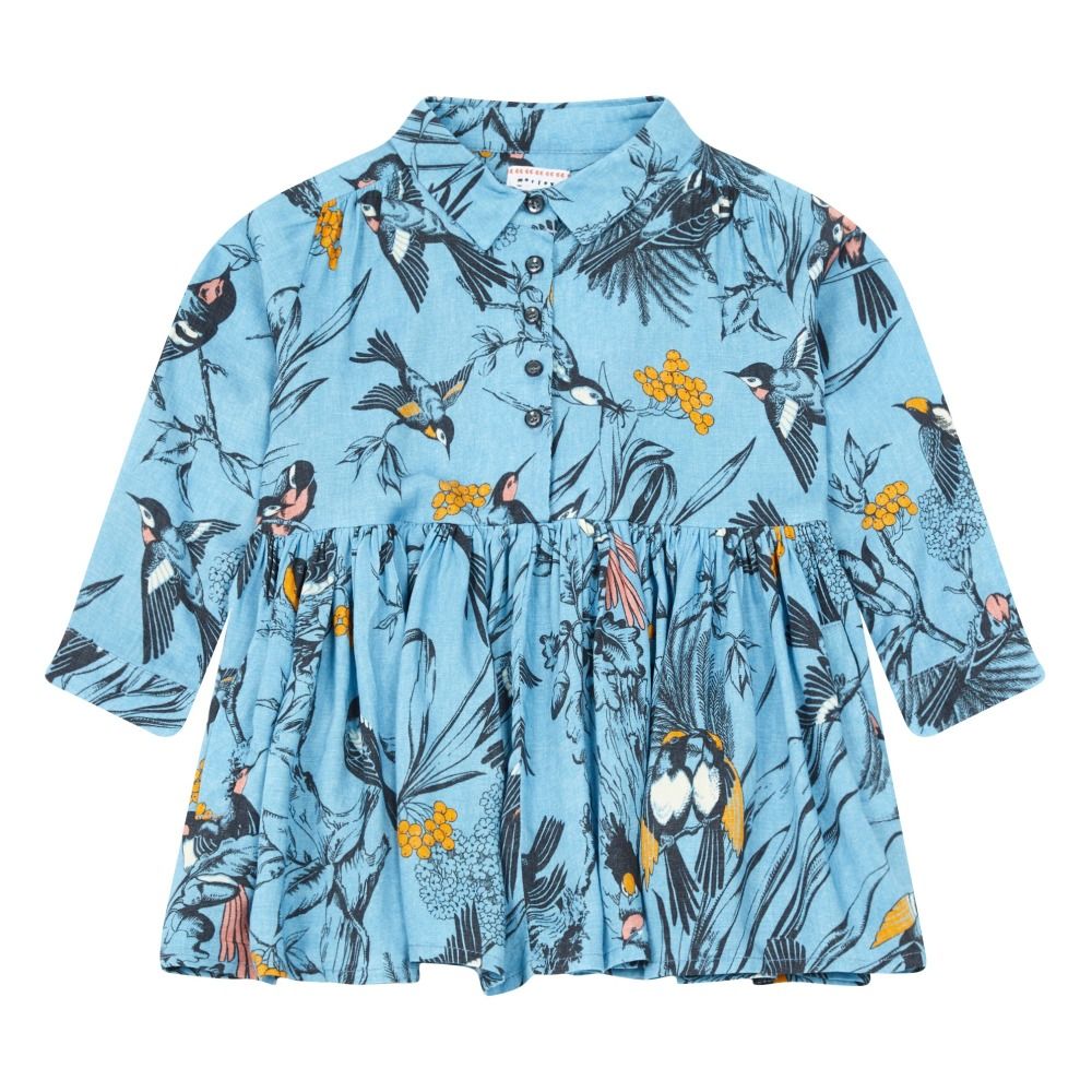 Morley - Robe Chemise Oiseaux Inga - Fille - Bleu ciel