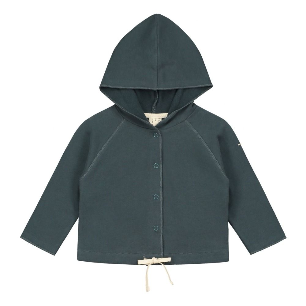 Gray Label - Cardigan Capuche Coton Bio - Fille - Bleu gris