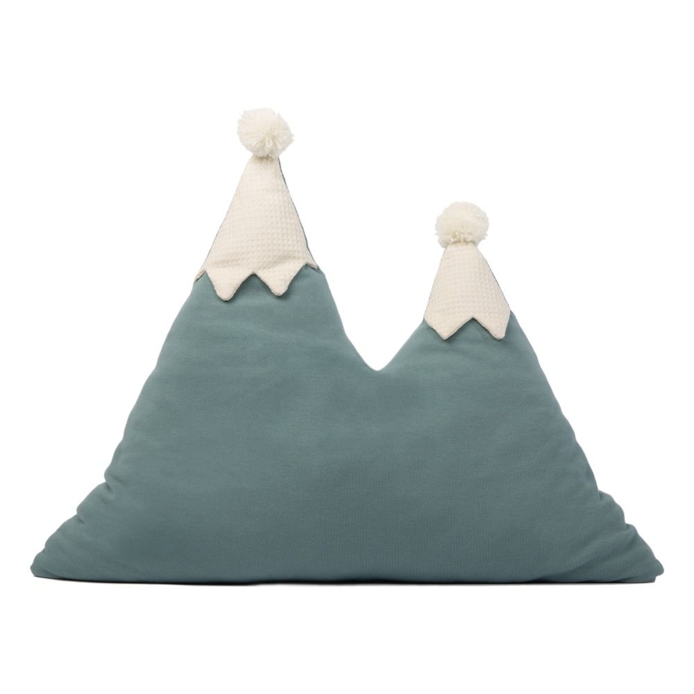 Nobodinoz - Coussin Montagnes enneigées en coton bio 40x50 cm - Vert
