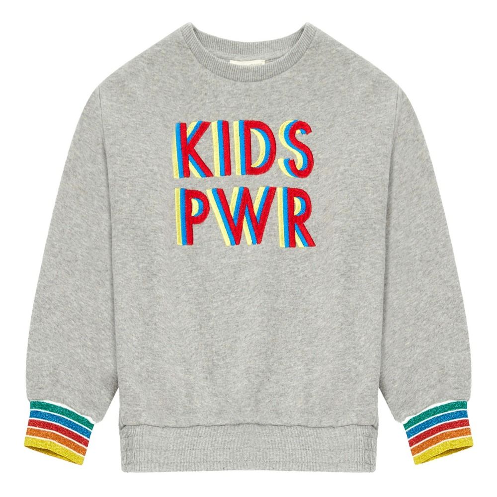Hundred Pieces - Sweat Kids Power - Fille - Gris chiné