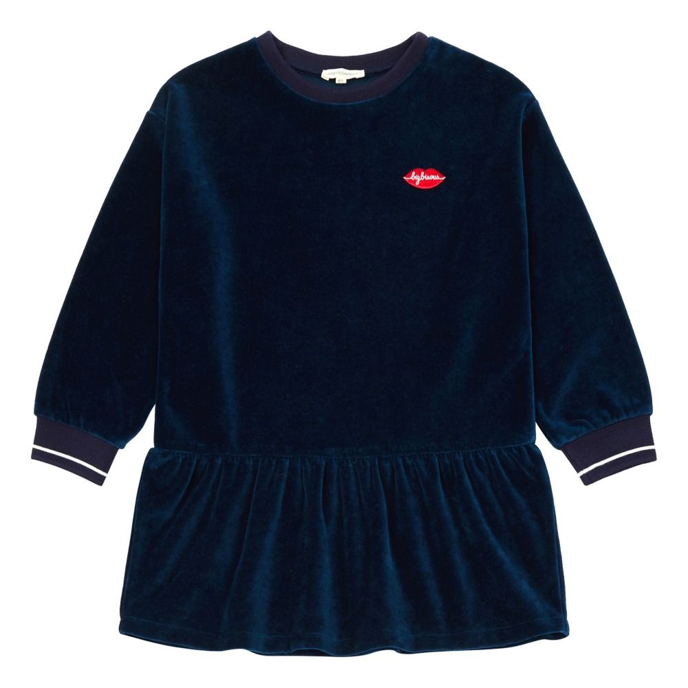 Hundred Pieces - Robe Velours Big Bisous - Fille - Bleu pétrole