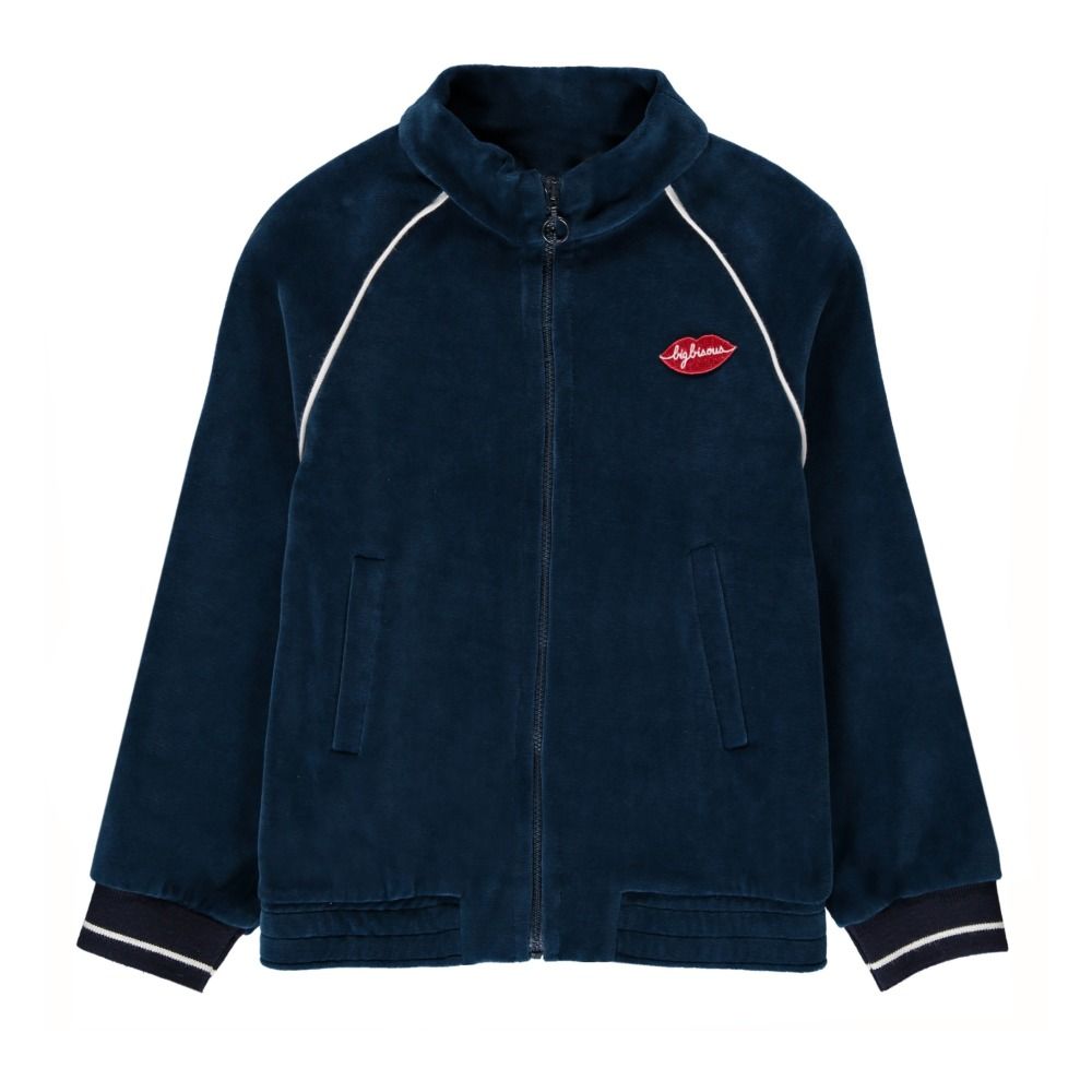 Hundred Pieces - Sweat Zippé Velours Big Bisous - Fille - Bleu pétrole
