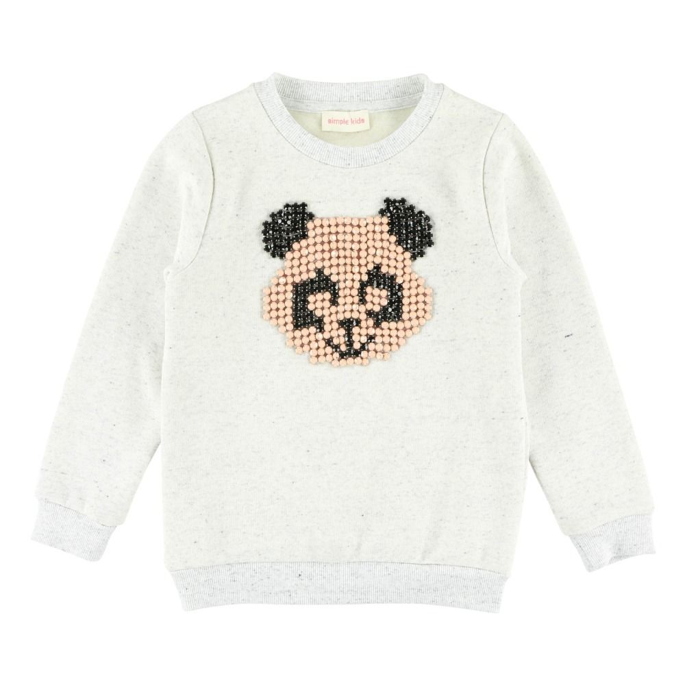 Simple Kids - Sweat Panda - Fille - Gris chiné clair