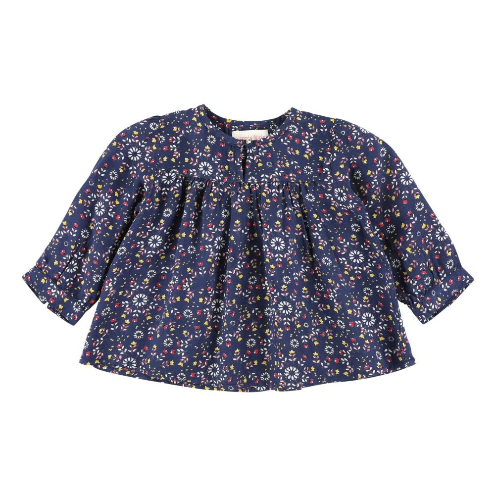 Simple Kids - Blouse Fleurs - Fille - Bleu nuit