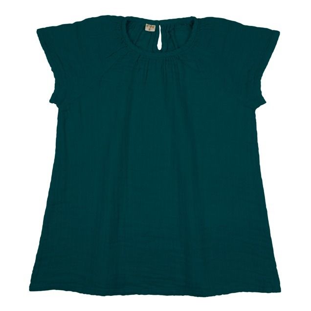 Numero 74 - Robe Coton Bio Clara - Fille - Teal Blue S022