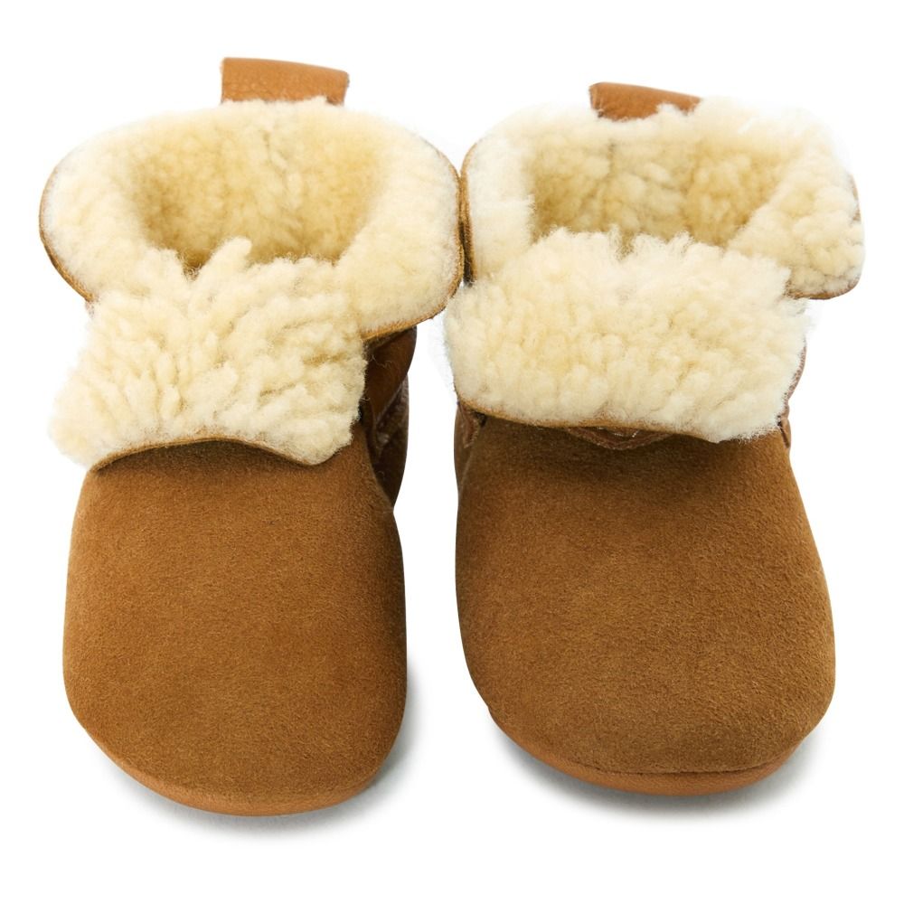 Fur Linen Leather Slippers Camel Amy & Ivor Shoes Baby