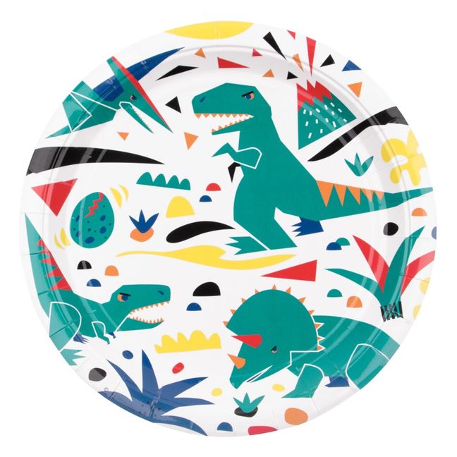 Assiettes en carton dinosaure - Lot de 8