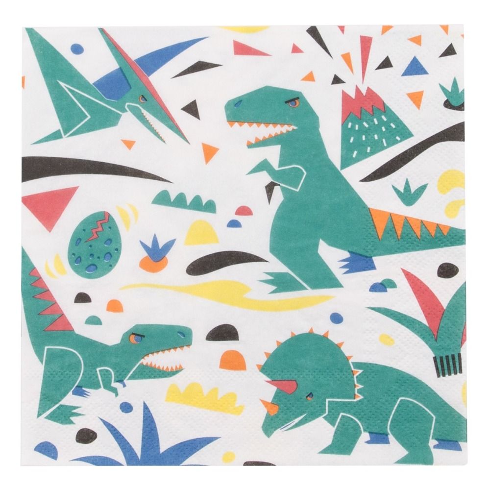 My Little Day - Serviettes en papier dinosaure - Lot de 20 - Multicolore
