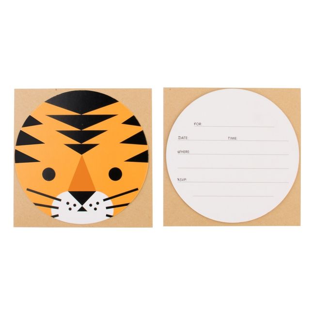 Cartons d'invitations, enveloppes et stickers mini félins - Lot de 8