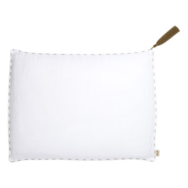 Cojín rectangular de algodón biológico White S001