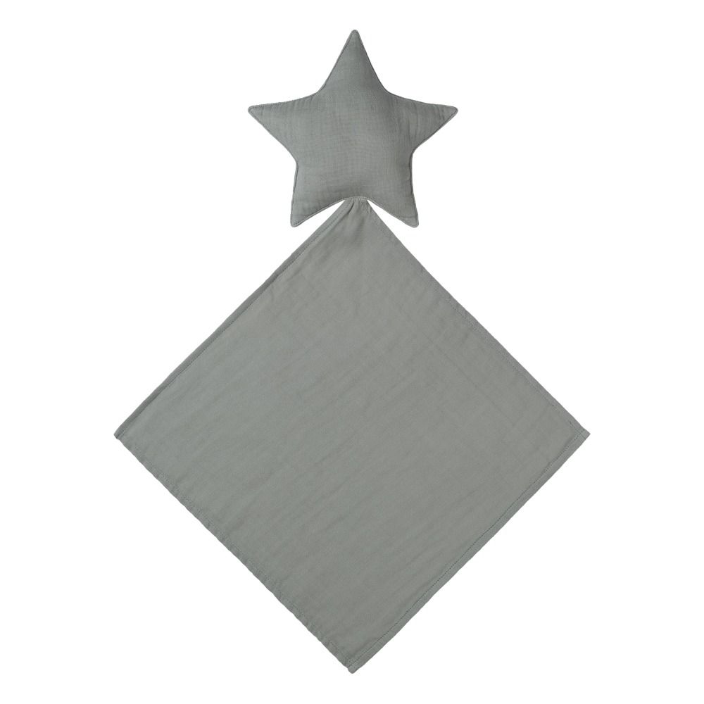 Numero 74 - Doudou lange étoile en coton bio - Silver Grey S019