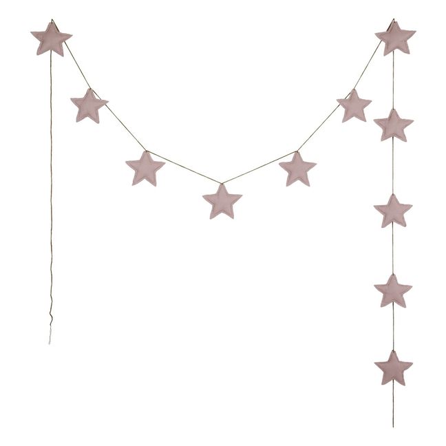 Guirlande mini-étoiles en coton bio Dusty Pink S007