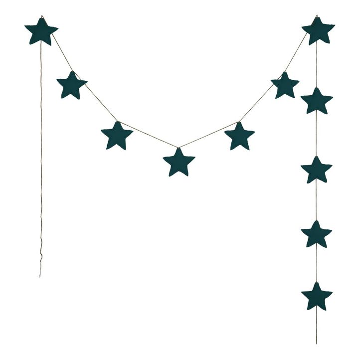 Guirlande mini-étoiles en coton bio | Teal Blue S022- Image produit n°0
