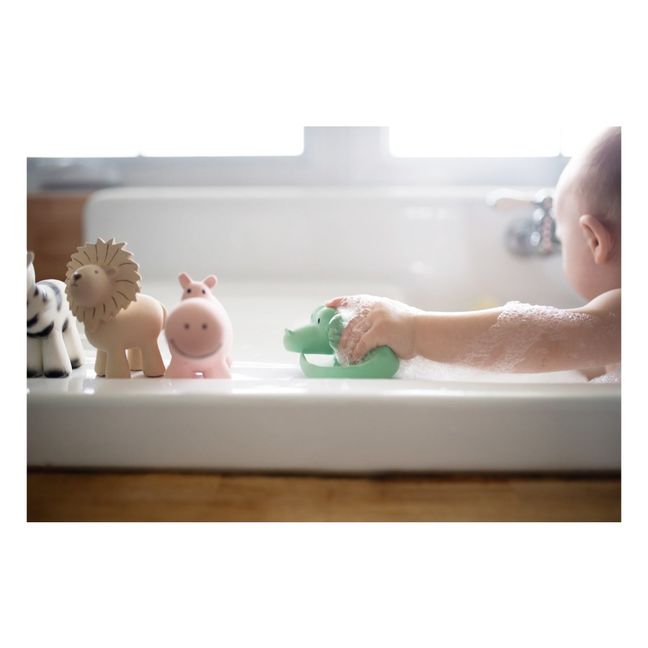 Hochet Hippopotame en caoutchouc naturel | Rose poudré