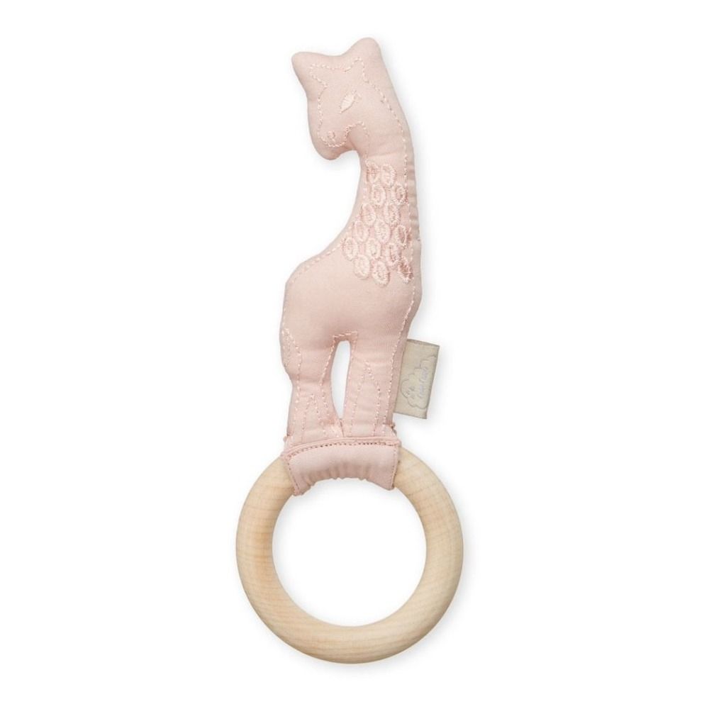 Hochet en bois et coton bio girafe