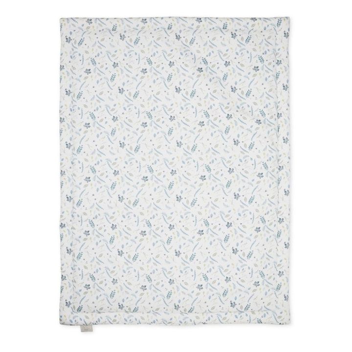 Zweiseitige Decke Blätter aus Bio-Baumwolle Blau Cam Cam Design