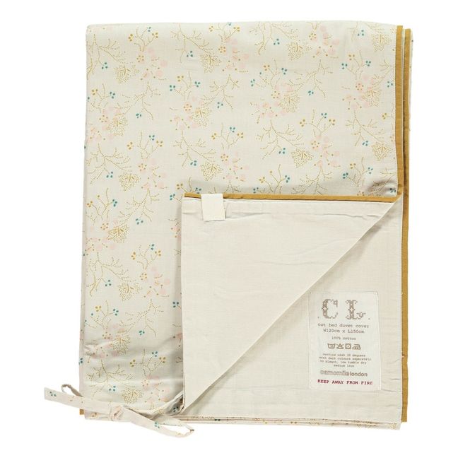 Funda de edredón Minako Floral de algodón | Dorado