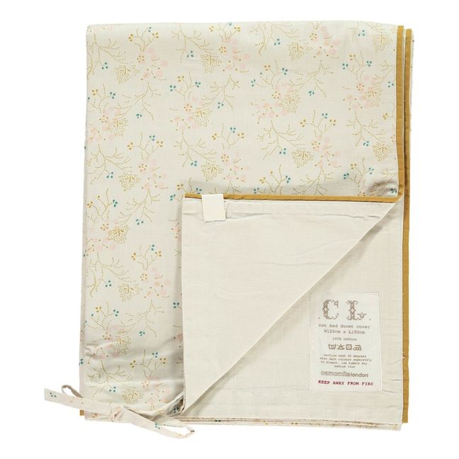 Minako Floral Cotton Fitted Sheet  | Gold