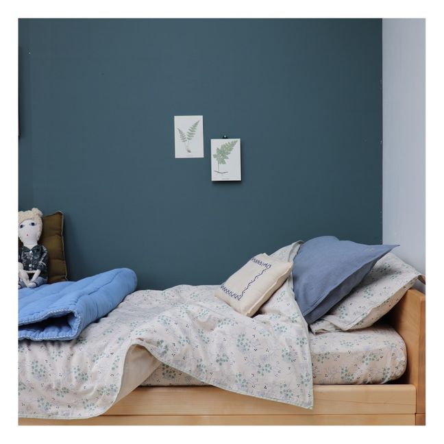 Funda de almohada Minako Floral de algodón | Azul