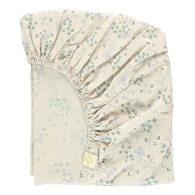 Drap-housse Minako Floral en coton | Bleu