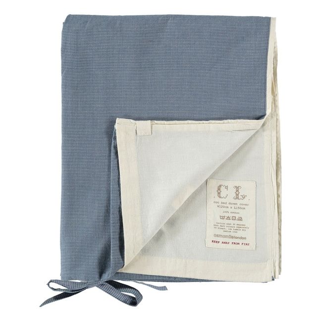 Housse de couette à petits carreaux en coton | Bleu