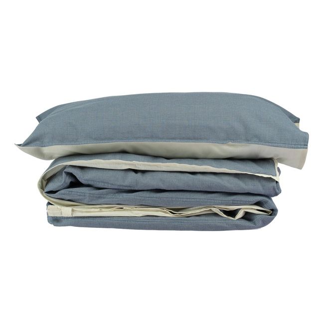Bettbezug Karomuster aus Baumwolle  | Blau