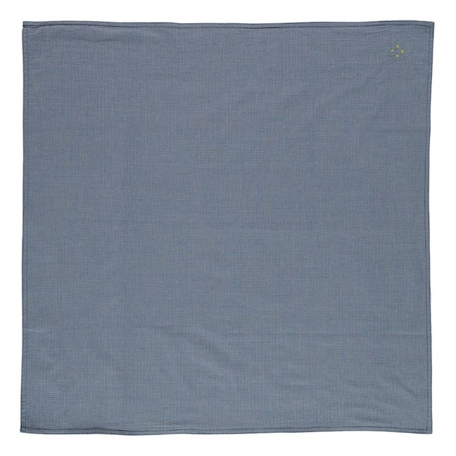 Taie d'oreiller à petits carreaux en coton | Bleu