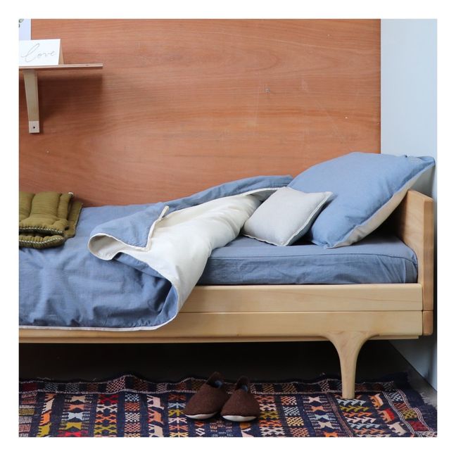 Funda de almohada de pequeños cuadros de algodón | Azul