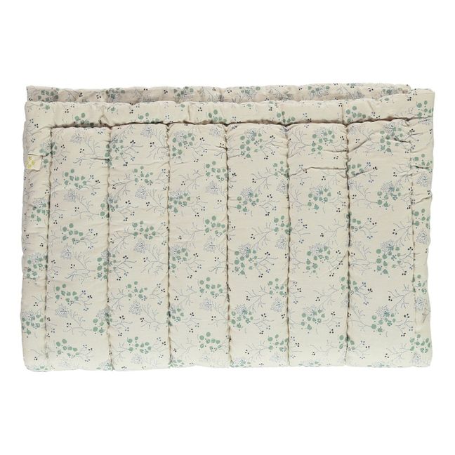 Coperta trapuntata in cotone ricamata a mano  | Blu