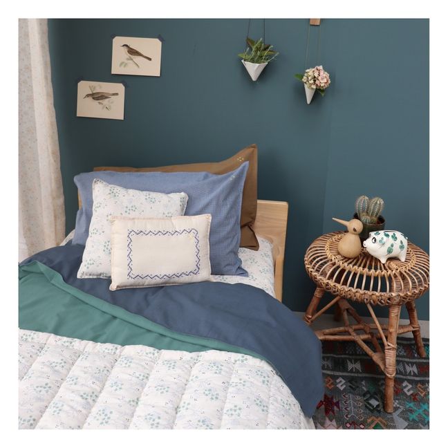 Coussin Minako Floral en coton | Bleu