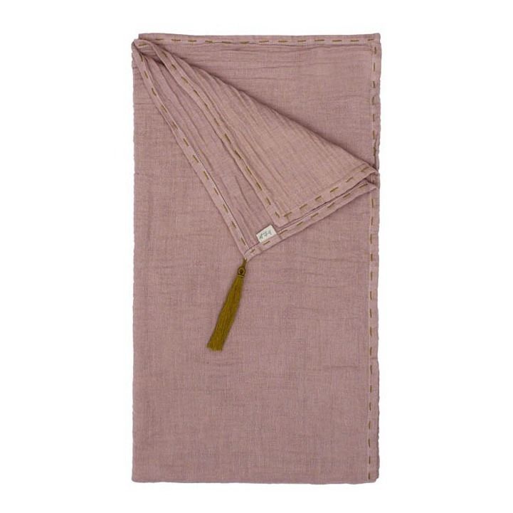 Numero 74 - Foulard Paréo Pompons 200*104 - Collection Femme - - Vieux Rose