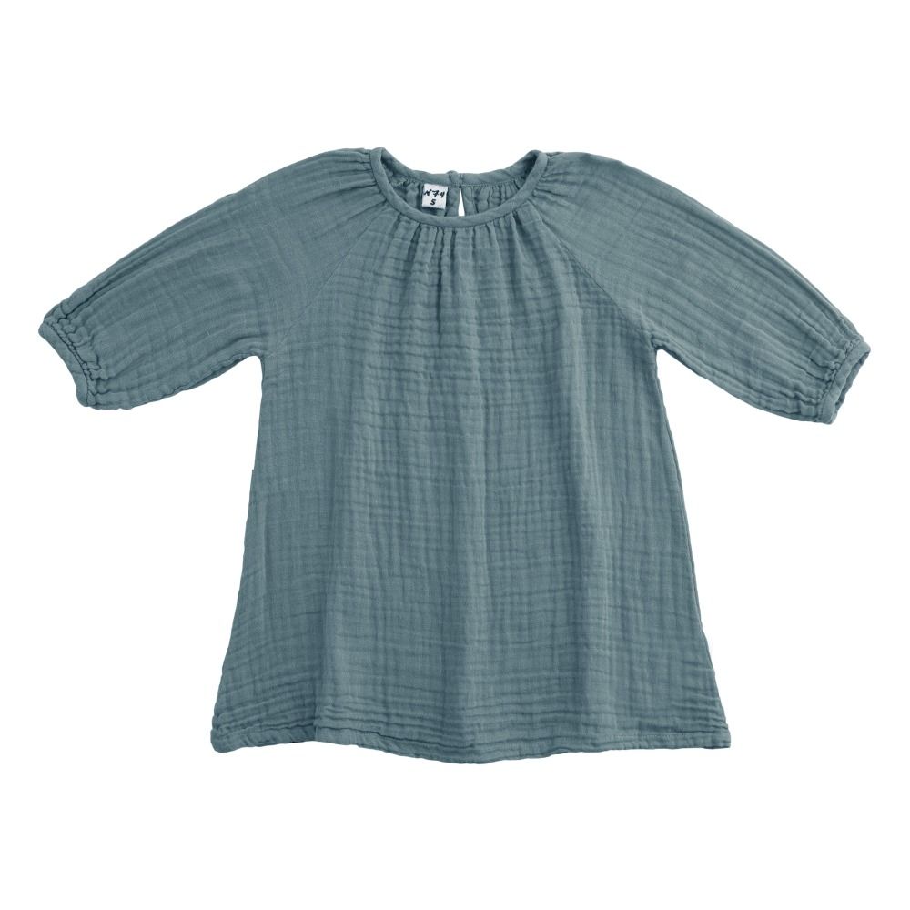 Numero 74 - Robe Coton Bio Nina - Fille - Bleu gris