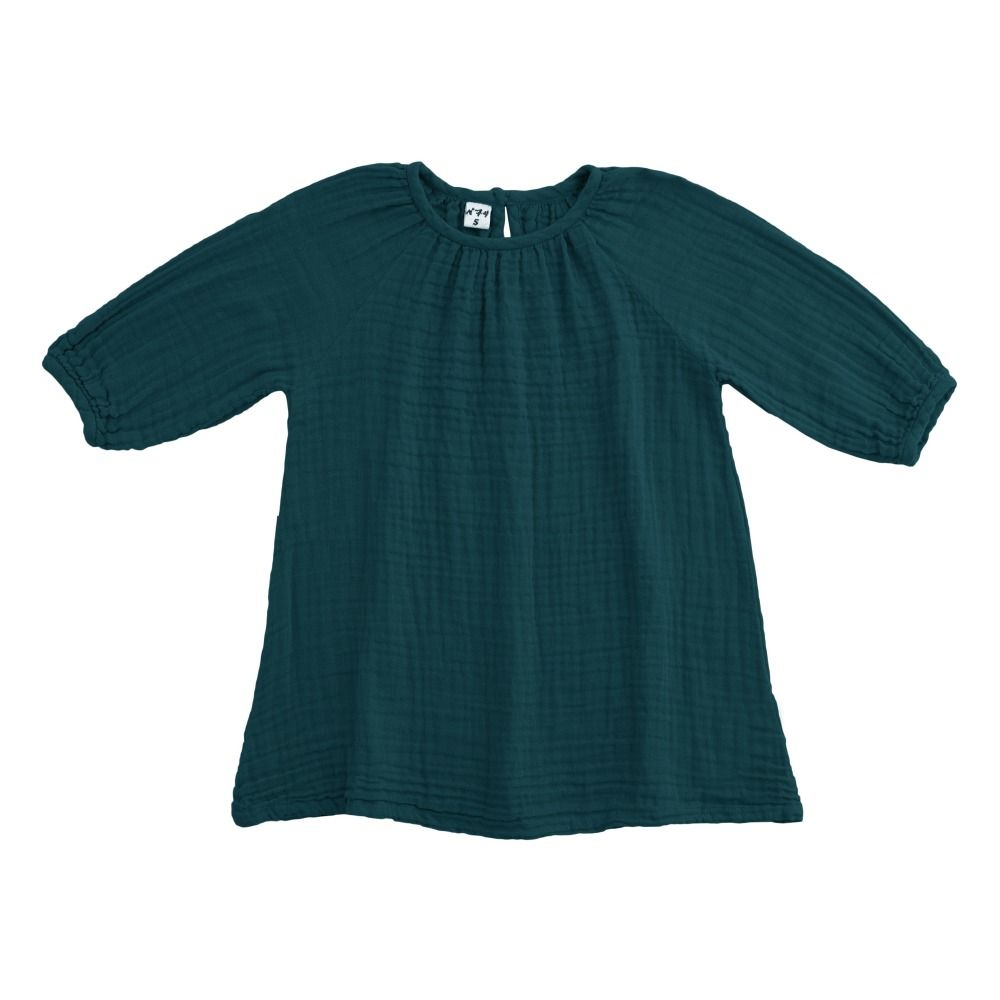 Numero 74 - Robe Coton Bio Nina - Fille - Teal Blue S022