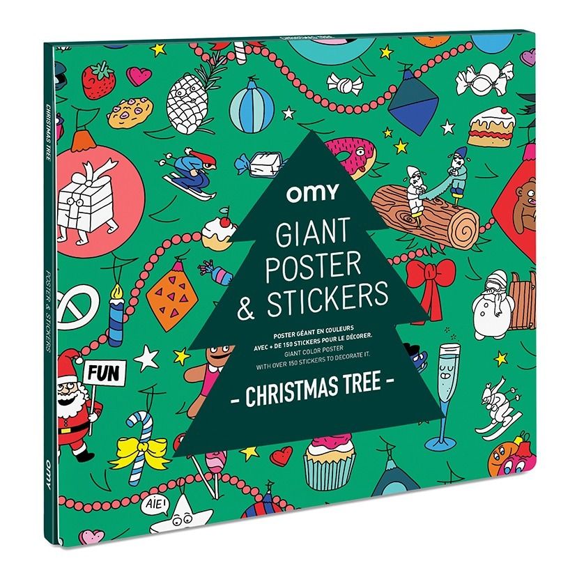 Omy - Poster géant avec stickers Noël 100x70 cm - Blanc