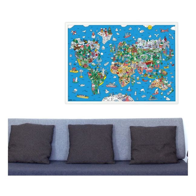 Poster géant avec stickers Atlas 100x70 cm