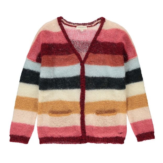 multi coloured striped cardigan