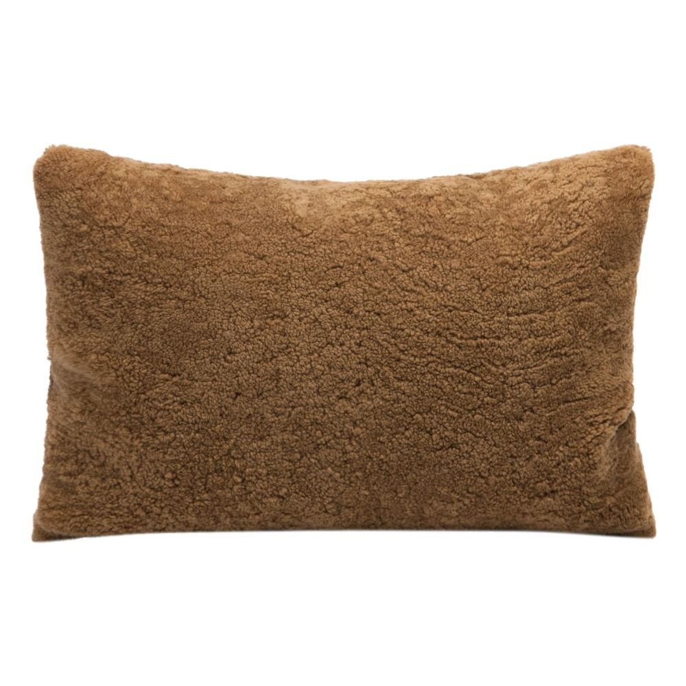 Maison de vacances - Coussin Vice Versa en peau de mouton bouclette - Havane